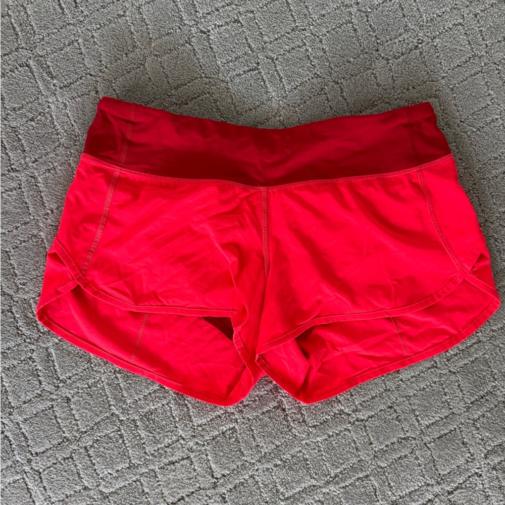 Lululemon Women's Red/Orange Athletic Speed Up Shorts 2.5”